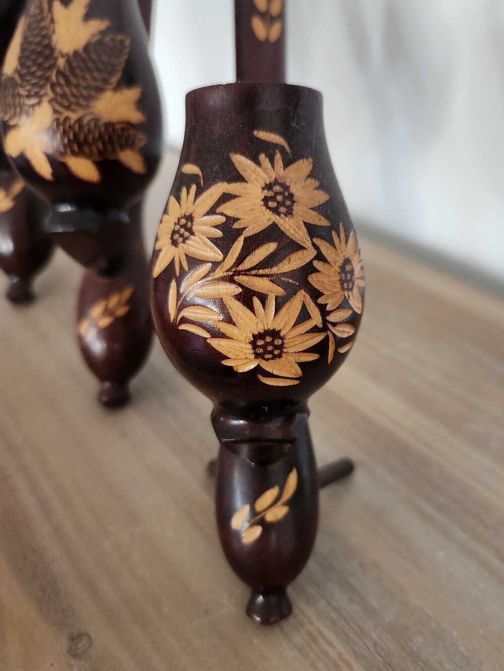 ๐ฟ Vintage Wooden Decorative Pipes Set of 3 Hand Carved Clean And Nice Together - Picture 8 of 14